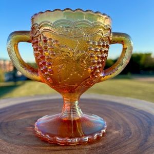Vintage Imperial Carnival Glass Footed Sugar Bowl